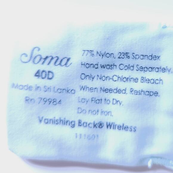 Soma Vanishing Back Wireless Bra 40D Light Green Comfort Bra - Picture 7 of 7